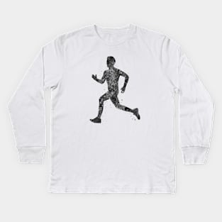 Runner boy black and white Kids Long Sleeve T-Shirt